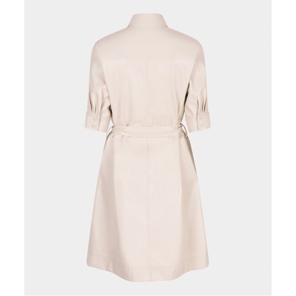 EsQualo super soft vegan leather shirt dress cream size 4 - Picture 4 of 14